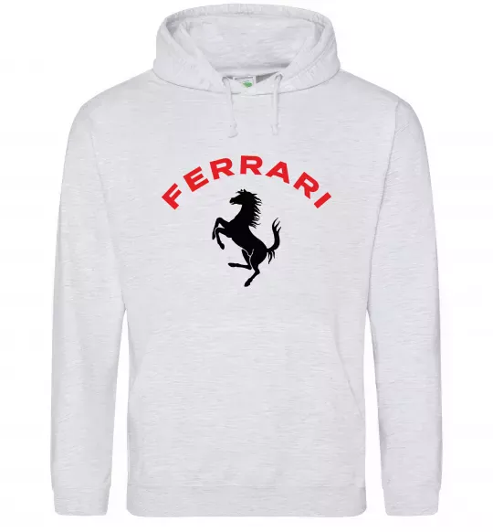 Жіноча толстовка (худі) Ferrari напис та лого Сірий меланж фото