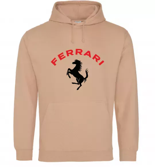 Жіноча толстовка (худі) Ferrari напис та лого Пісочний фото