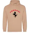 Жіноча толстовка (худі) Ferrari напис та лого Пісочний фото