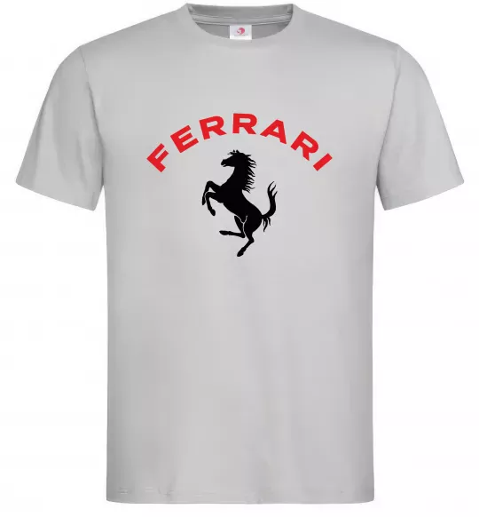 Чоловіча футболка Ferrari напис та лого Сірий фото