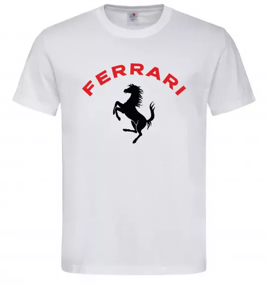 Чоловіча футболка Ferrari напис та лого Білий фото