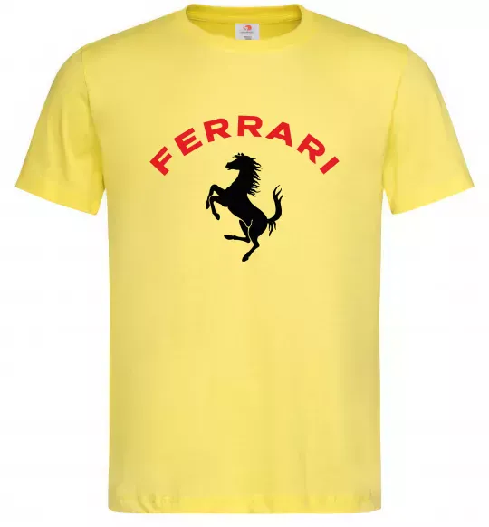 Чоловіча футболка Ferrari напис та лого Лимонний фото