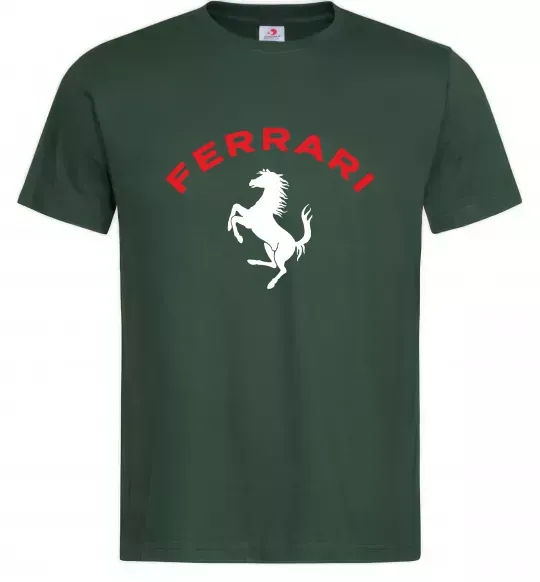 Чоловіча футболка Ferrari напис та лого Темно-зелений фото