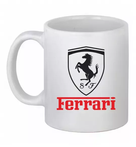 Чашка керамическая Logo Ferrari Белый фото