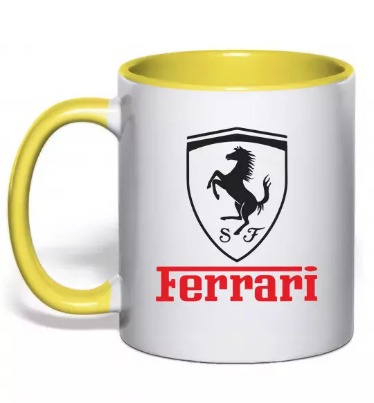Чашка с цветной ручкой Logo Ferrari Солнечно желтый фото