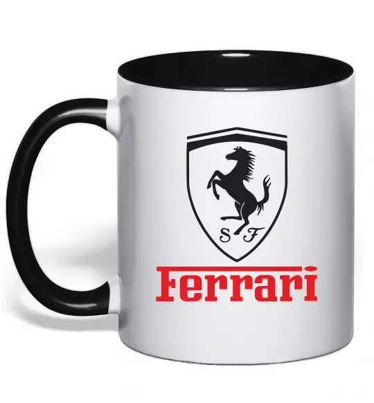 Чашка с цветной ручкой Logo Ferrari Черный фото