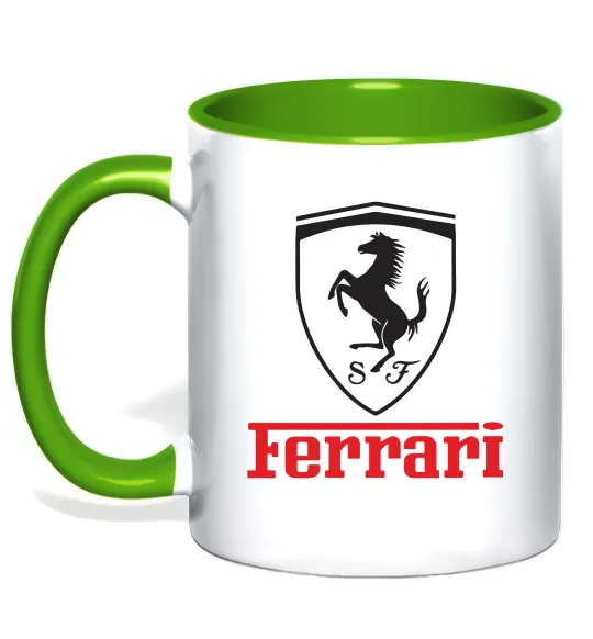 Чашка с цветной ручкой Logo Ferrari Лаймовый фото