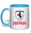 Чашка с цветной ручкой Logo Ferrari Голубой фото