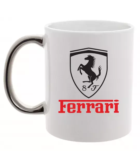 Чашка с цветной ручкой Logo Ferrari Серебро фото