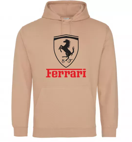 Мужская толстовка (худи) Logo Ferrari Песочный фото