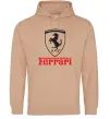 Мужская толстовка (худи) Logo Ferrari Песочный фото