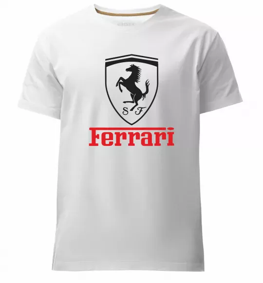 Мужская премиум футболка Logo Ferrari Белый фото