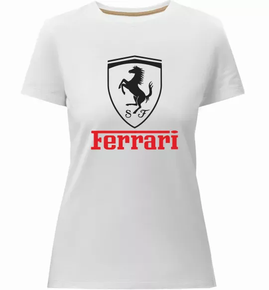 Женская премиум футболка Logo Ferrari Белый фото
