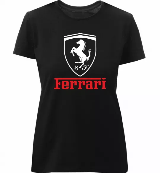 Женская премиум футболка Logo Ferrari Черный фото