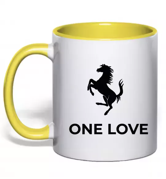 Чашка с цветной ручкой Ferrari one love Солнечно желтый фото
