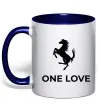 Чашка с цветной ручкой Ferrari one love Глубокий темно-синий фото