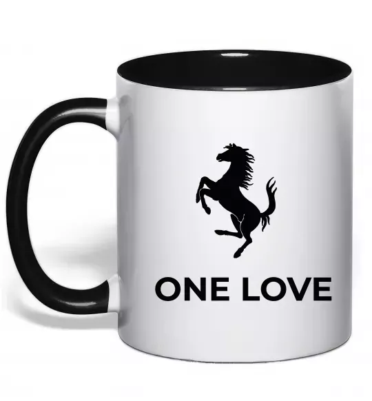 Чашка с цветной ручкой Ferrari one love Черный фото