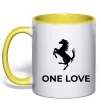 Чашка з кольоровою ручкою Ferrari one love Лимонний фото
