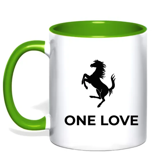 Чашка з кольоровою ручкою Ferrari one love Лаймовий фото