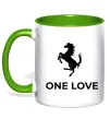 Чашка з кольоровою ручкою Ferrari one love Лаймовий фото
