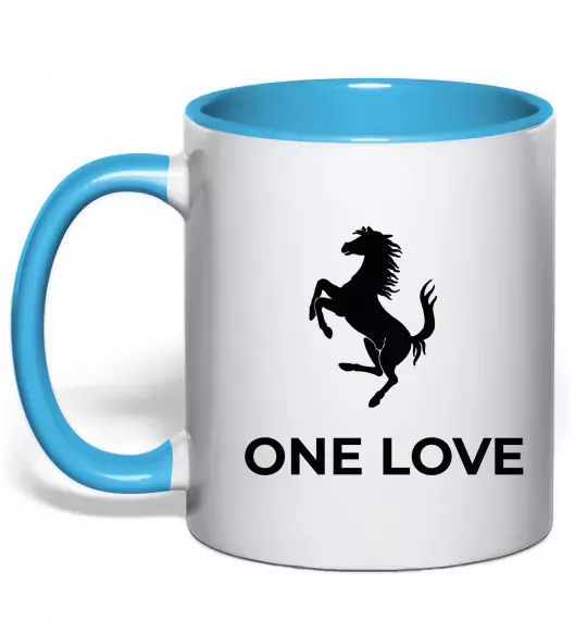 Чашка с цветной ручкой Ferrari one love Голубой фото