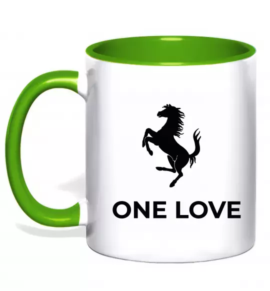 Чашка с цветной ручкой Ferrari one love Зеленый фото