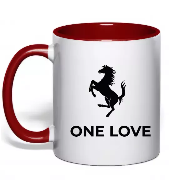 Чашка с цветной ручкой Ferrari one love Красный фото