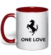 Чашка с цветной ручкой Ferrari one love Красный фото