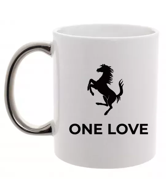 Чашка с цветной ручкой Ferrari one love Серебро фото