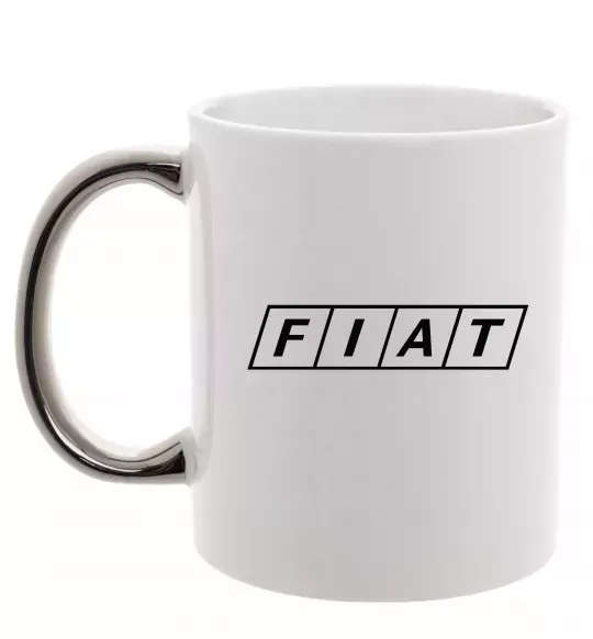 Чашка с цветной ручкой Fiat напис Серебро фото