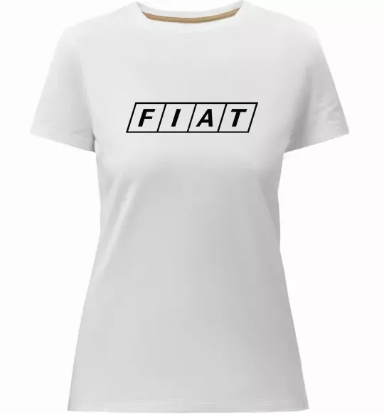 Женская премиум футболка Fiat напис Белый фото