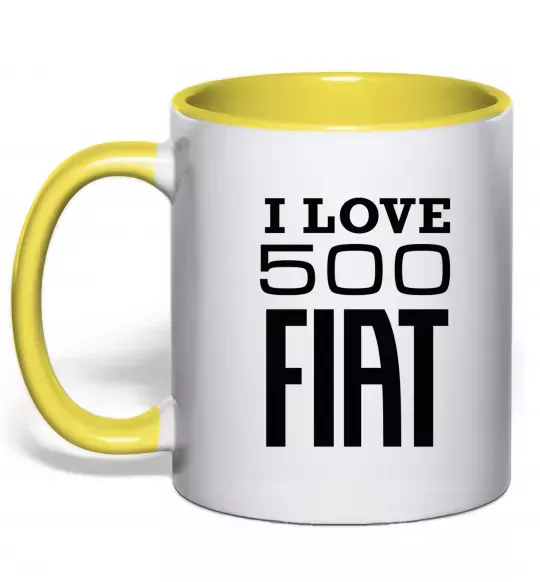 Чашка з кольоровою ручкою Love Fiat 500 Сонячно жовтий фото