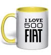 Чашка с цветной ручкой Love Fiat 500 Лимонный фото