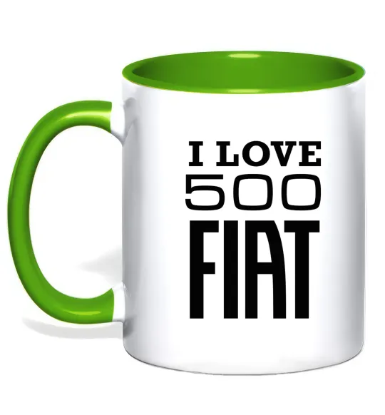 Чашка с цветной ручкой Love Fiat 500 Лаймовый фото