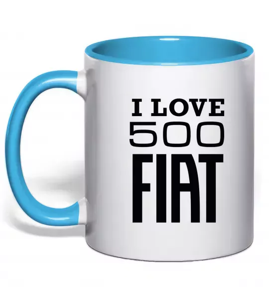 Чашка з кольоровою ручкою Love Fiat 500 Блакитний фото