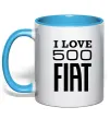 Чашка з кольоровою ручкою Love Fiat 500 Блакитний фото
