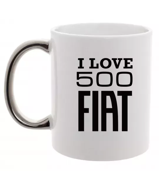 Чашка з кольоровою ручкою Love Fiat 500 Срібло фото