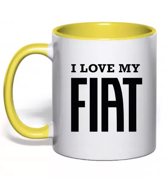 Чашка з кольоровою ручкою I love my fiat Сонячно жовтий фото