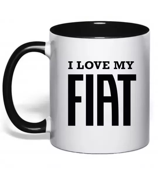 Чашка з кольоровою ручкою I love my fiat Чорний фото