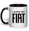 Чашка з кольоровою ручкою I love my fiat Чорний Чашка з кольоровою ручкою I love my fiat Чорний фото