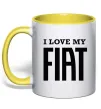 Чашка с цветной ручкой I love my fiat Лимонный фото