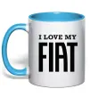 Чашка з кольоровою ручкою I love my fiat Блакитний Чашка з кольоровою ручкою I love my fiat Блакитний фото