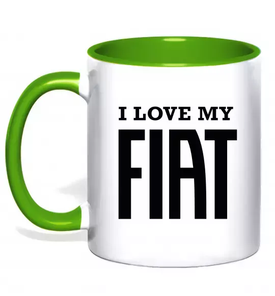 Чашка з кольоровою ручкою I love my fiat Зелений фото