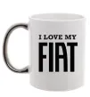 Чашка з кольоровою ручкою I love my fiat Срібло Чашка з кольоровою ручкою I love my fiat Срібло фото