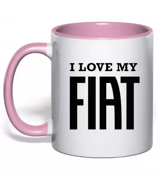 Чашка з кольоровою ручкою I love my fiat Ніжно рожевий фото