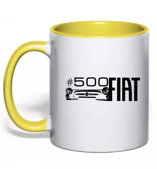 Чашка с цветной ручкой Fiat500 Солнечно желтый фото