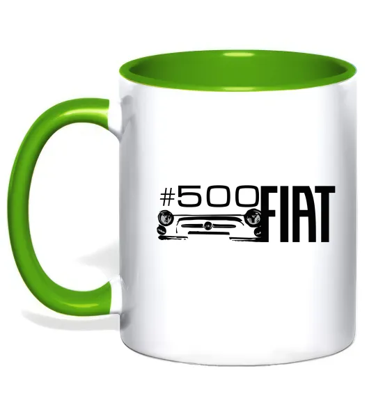 Чашка с цветной ручкой Fiat500 Лаймовый фото
