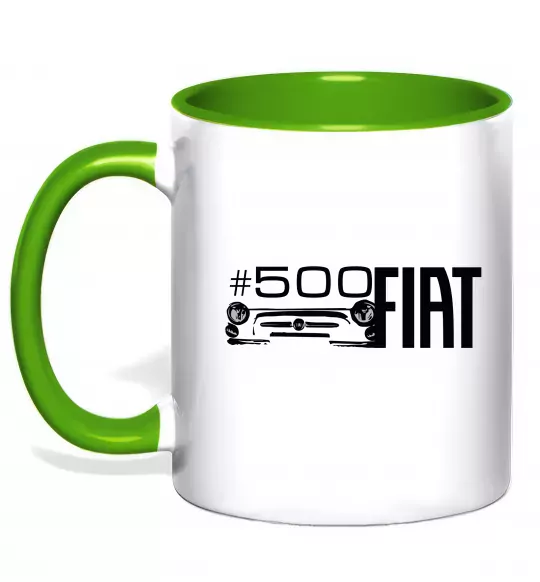 Чашка с цветной ручкой Fiat500 Зеленый фото