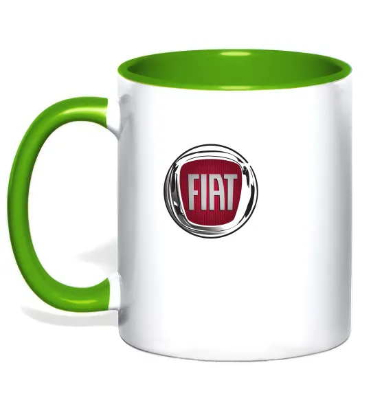 Чашка с цветной ручкой Fiat logo Лаймовый фото