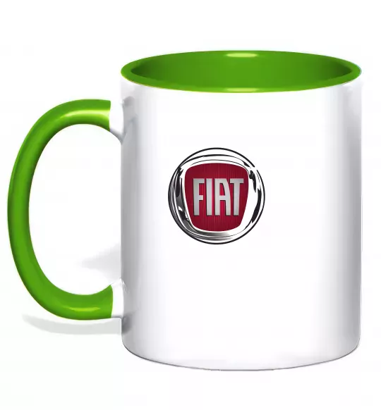 Чашка з кольоровою ручкою Fiat logo Зелений фото
